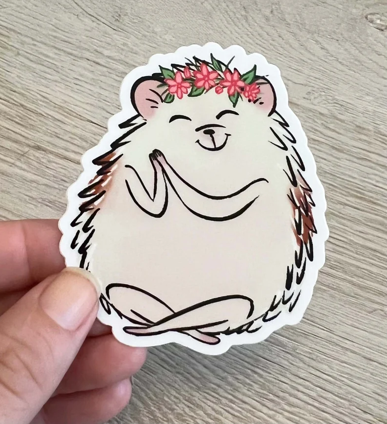 Hedgehog Flower Crown Sticker