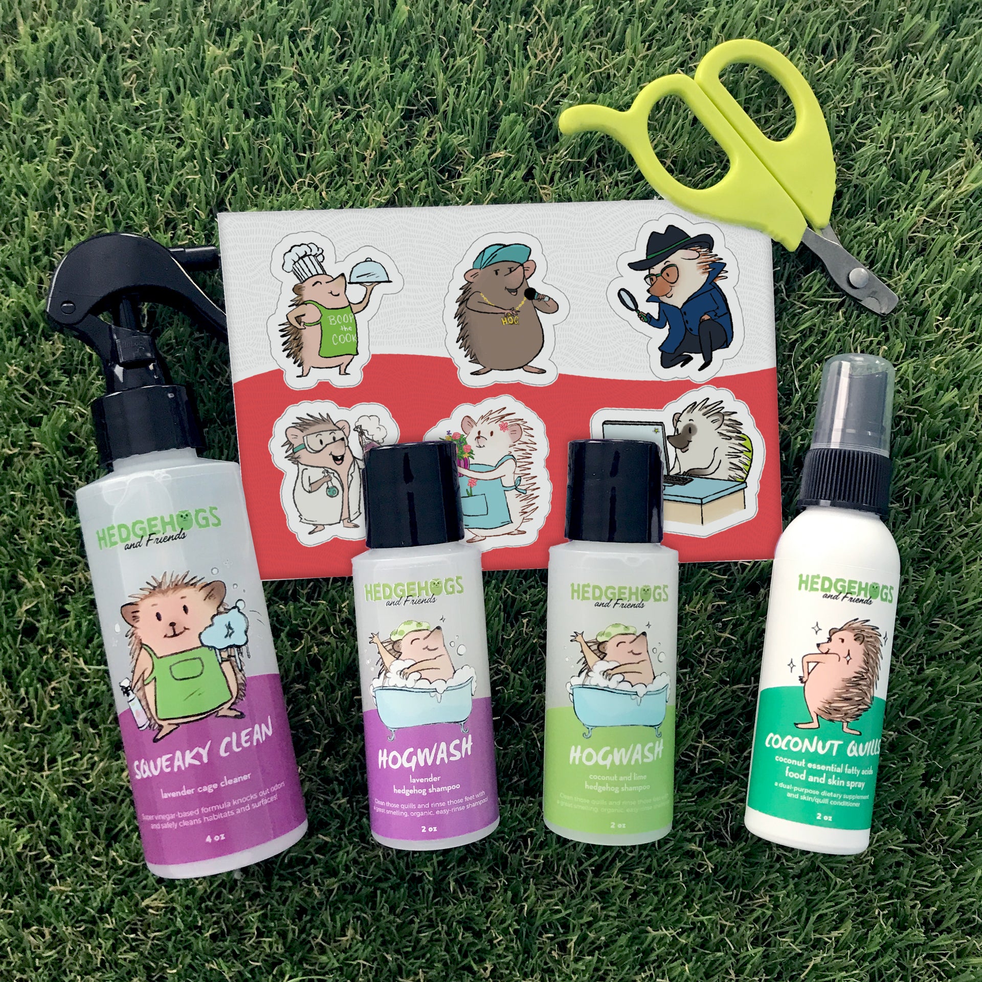 Hedgehog Gift Set includes Shampoo, Cage Cleaner, Nail Clipper and Sticker  Sheet – Hedgehogs and Friends